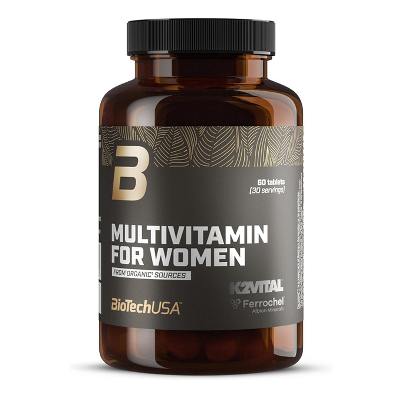 BioTechUSA Multivitamin For Women from Organic Source 13 Types of Active Vitamins 5 Types of Biological Trace Elements 5 Plant Extracts, 60 Tablets