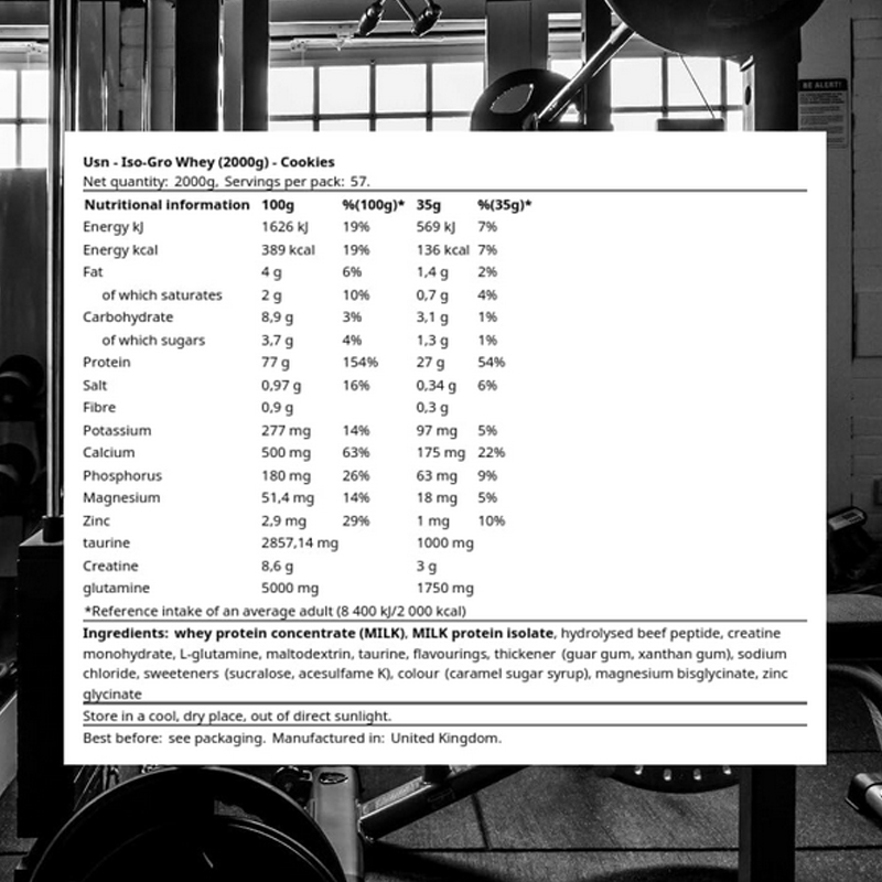 USN ISO-GRO Whey, Cookies and Cream, 2 kg-12