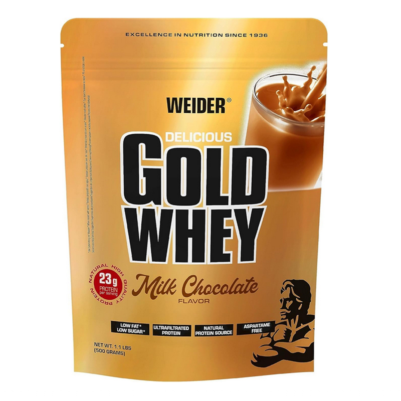 Weider Gold Whey Protein Chocolate, Low Carb, Protein Powder for Fitness and Bodybuilding, 500 g Bag, WN-31215